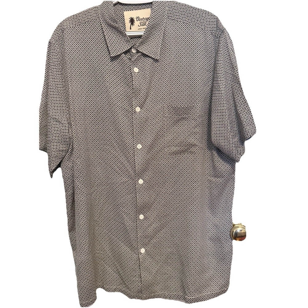 Men's Vintage‎ Silk Short Sleeve Shirt XXL